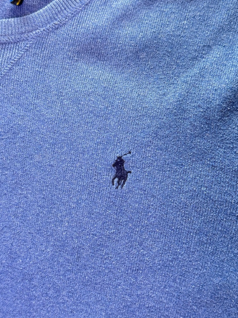 Polo Ralph Lauren Mens Large Blue 100% Cotton Crewneck Sweater Pony Pullover - Picture 4 of 9